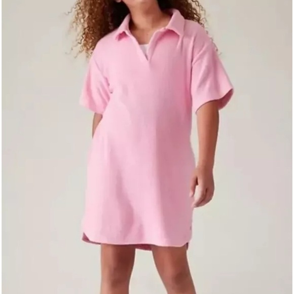 Athleta Girl Jump In Dress Cover Medium XL 14 Pink Terry Swim Pool Beach Pockets - Picture 1 of 6